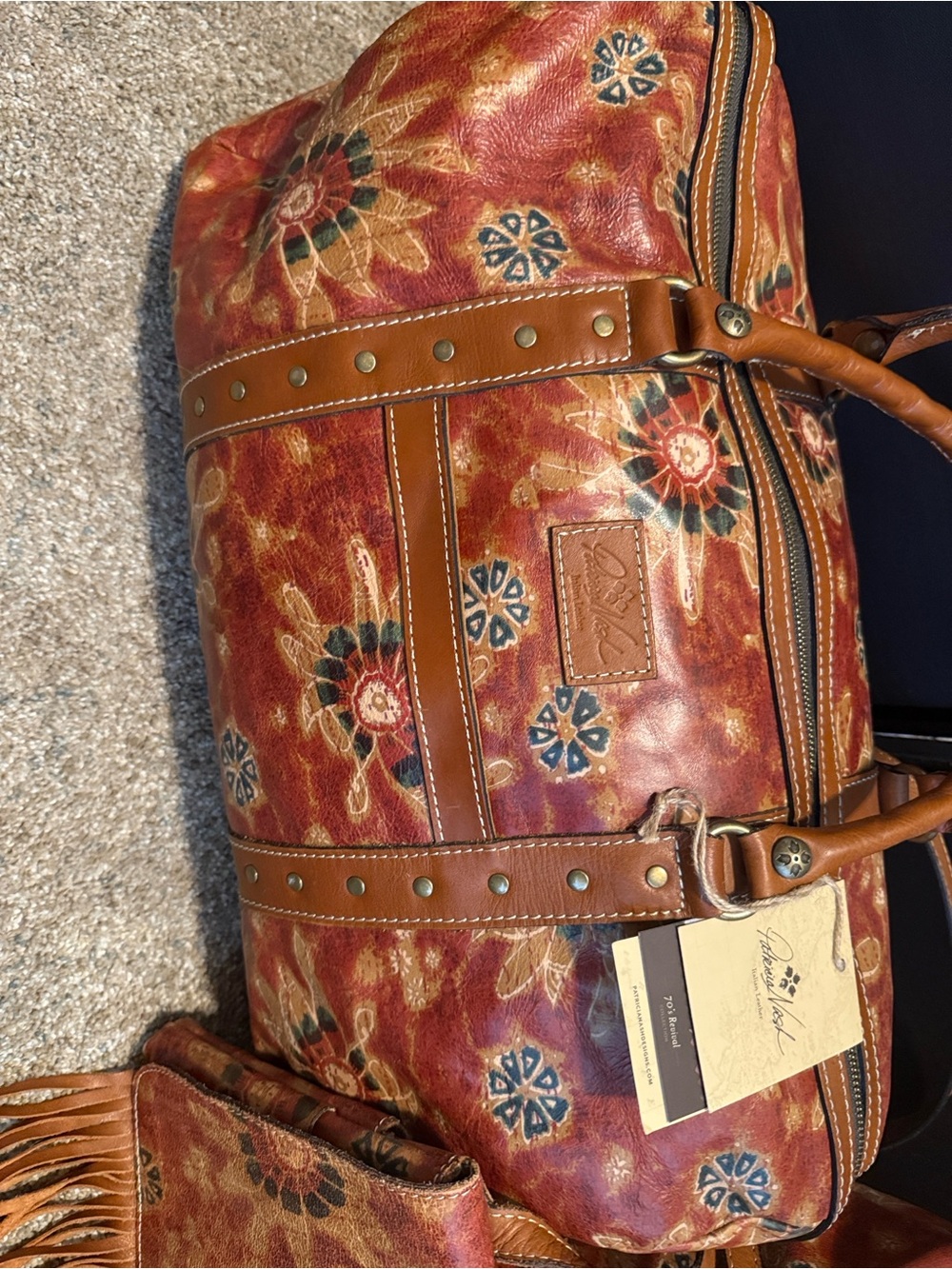 Patricia Nash 70's Revival: Red Floral Leather Travel Duffel NWT